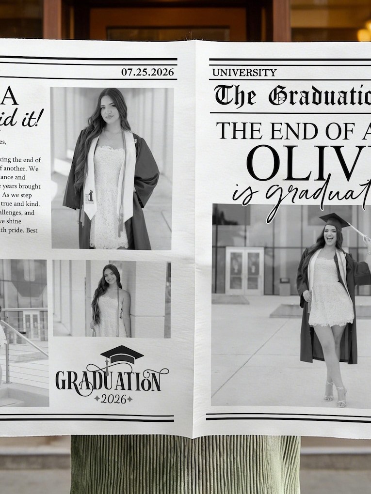 Custom Printed And Shipped Graduation Newspaper Class of 2026 Photo Keepsake Custom Senior Grad Gift Graduation Announcement Large Newspaper